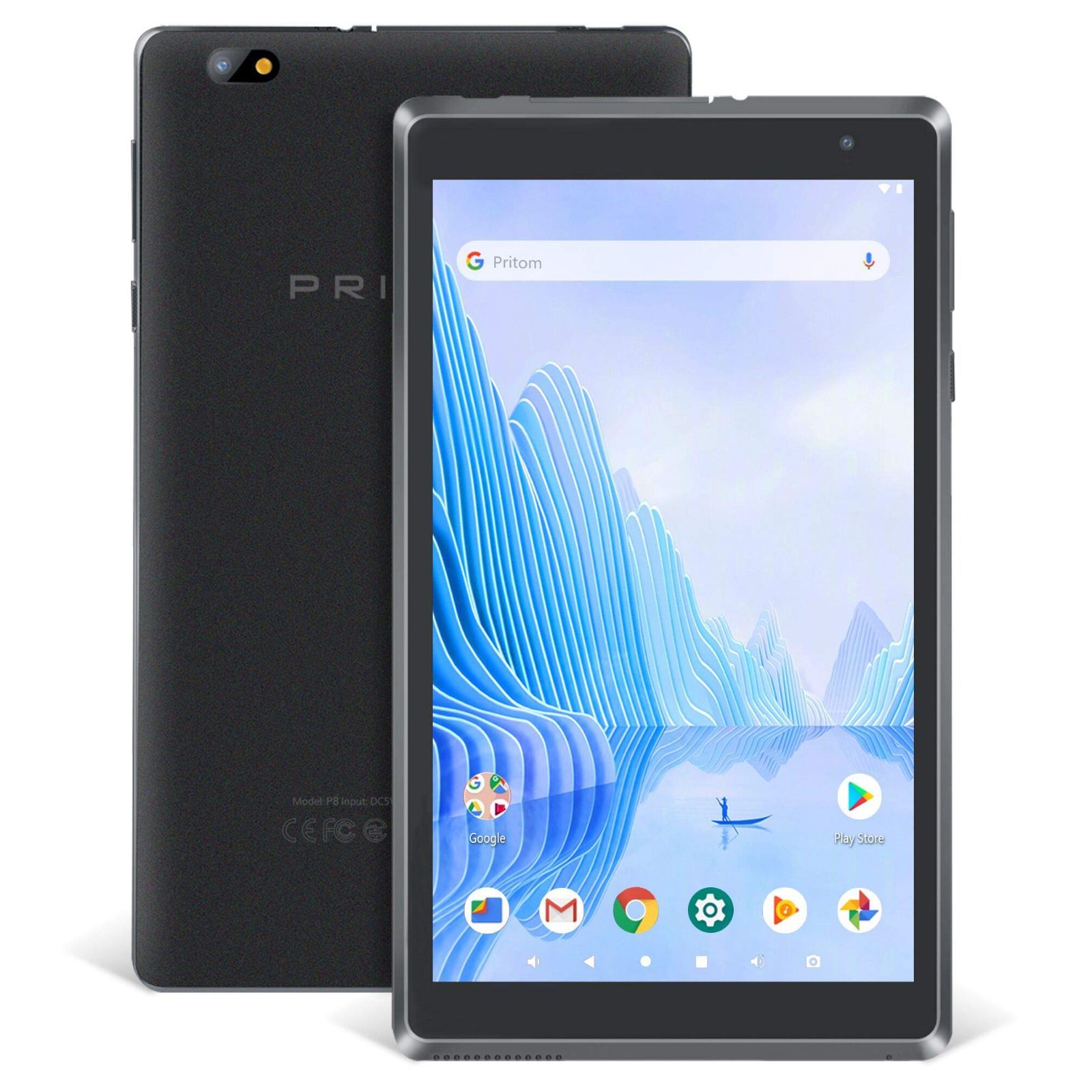 【2023新登場】PRITOM タブレット8インチ RAM2GB/ROM64GB Wi-Fiモデル、Android 10.0、HDスクリーン、大容量 4000mAh、GPS FMデュアルカメラ、日本語取扱説明書付きのタブレットPC (ブラック)