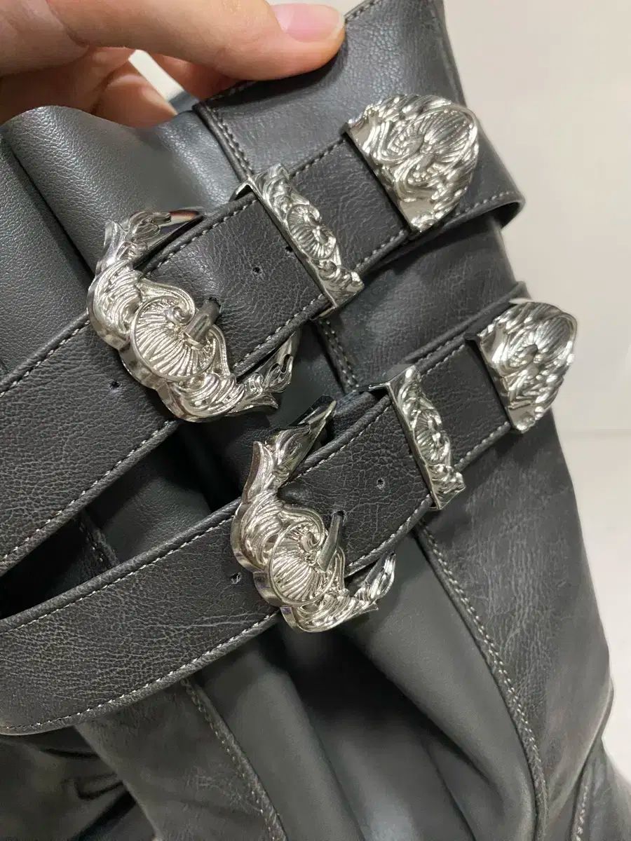 ジェル バックル 折りたたみ ブーツ ダーク カーキ KIN-KAAI_COM