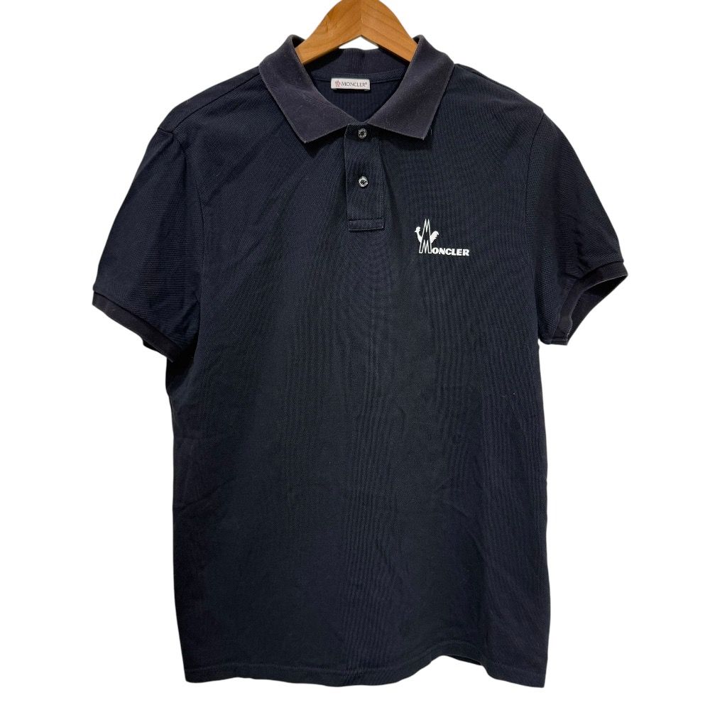 MONCLER モンクレール MAGLIA POLO MANICA CORTA 半袖 鹿の子 ポロシャツ カットソー L ネイビー メンズ 古着