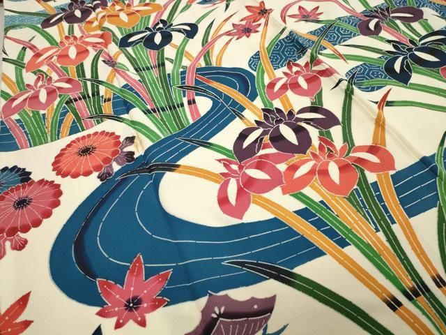 平和屋着物○豪華振袖 型染め エ霞花鳥文 正絹 逸品 CAAX5645gh