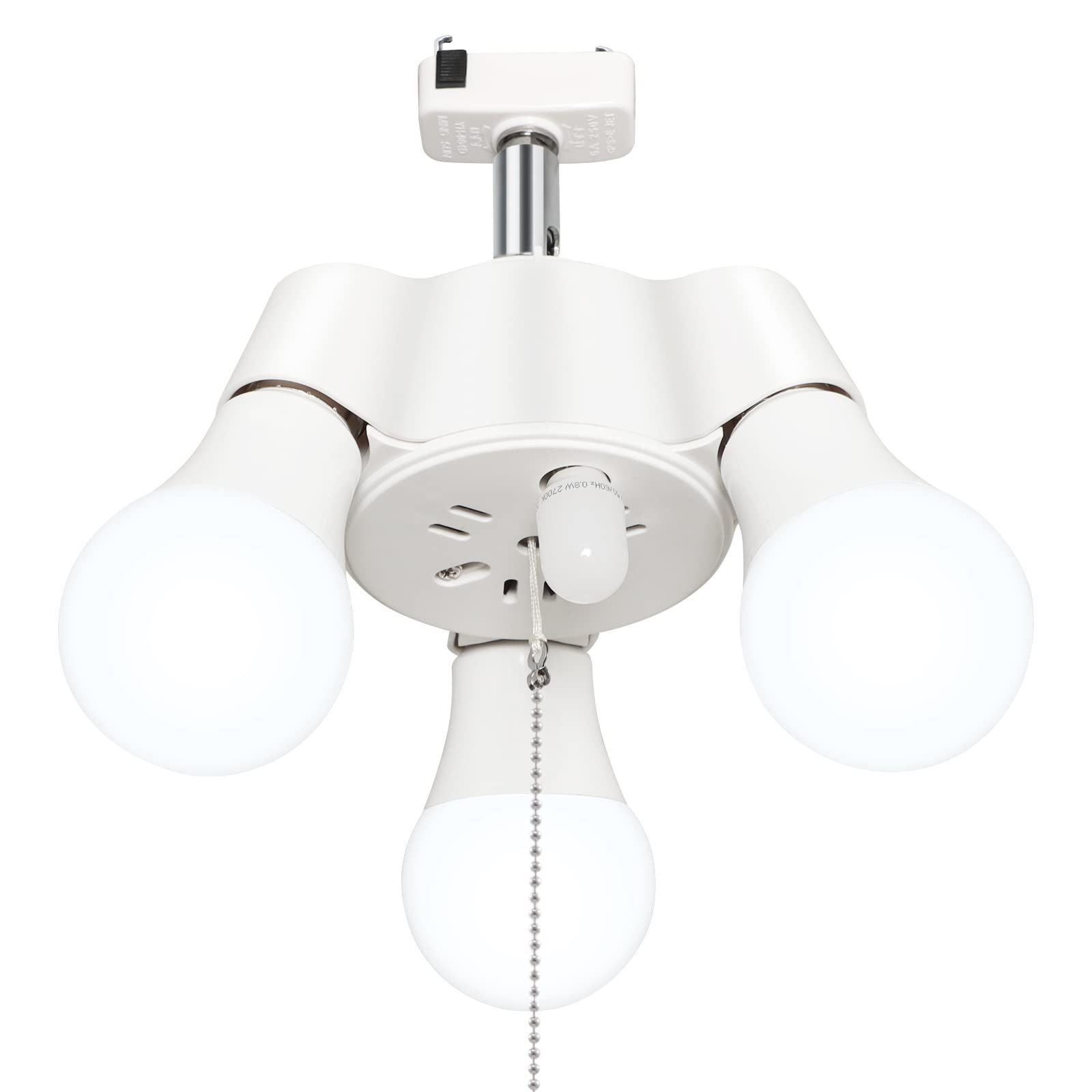 【新着商品】E26 LED電球付き 引掛けシーリング用 6cm超長いチェーン付き 天井照明 ソケット 3灯 E26 LED電球 ペンダントライト 6W形 昼光色*3+E12 Tengyuan 常夜灯 電球色*1