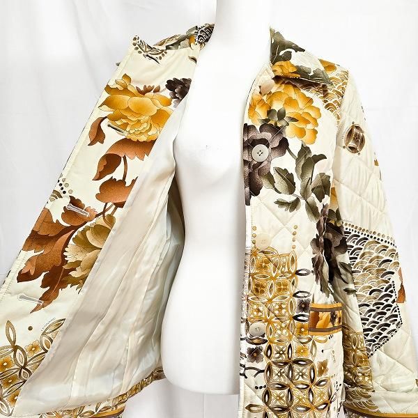 wnc レオナール LEONARD コート 11AR アイボリー オレンジ マルチ 花柄