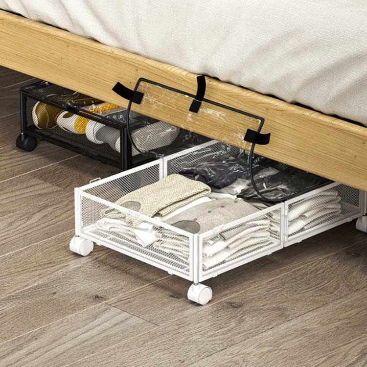 収納BOX 金属 フタ付き ベッド下収納 キャスター付き ベッド下