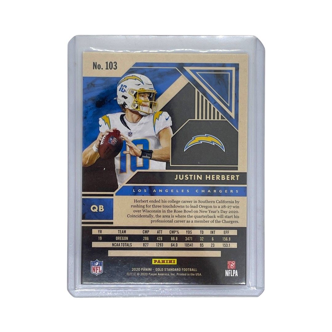 PANINI NFLカード GOLD STANDARD JUSTIN HERBERT LOS ANGELES CHARGERS 18/75 #103 送料無料 中古 IT1 PANINI NFLカード GOLD STANDARD JUSTIN HERBERT LOS ANGELES