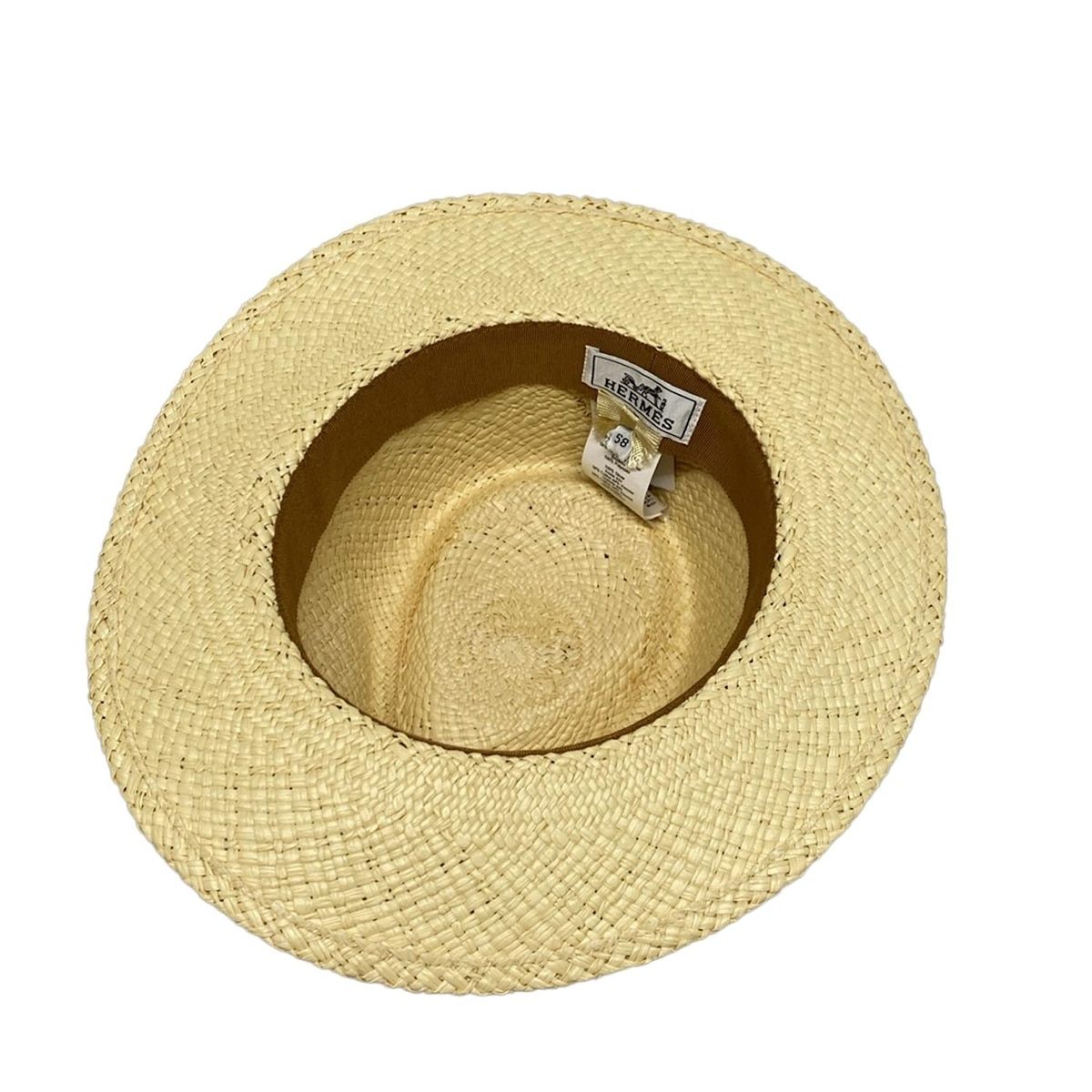 HERMES(エルメス) ハット 58美品 - ベージュ×ブラウン×白