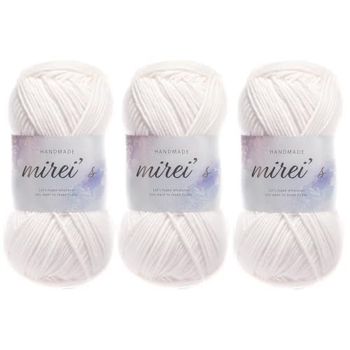 col.1ホワイト ミレイズコットンヤーン 並太 毛糸 3玉セット 1玉約100g210m かぎ針編み 編み物 (col.1ホワイト)