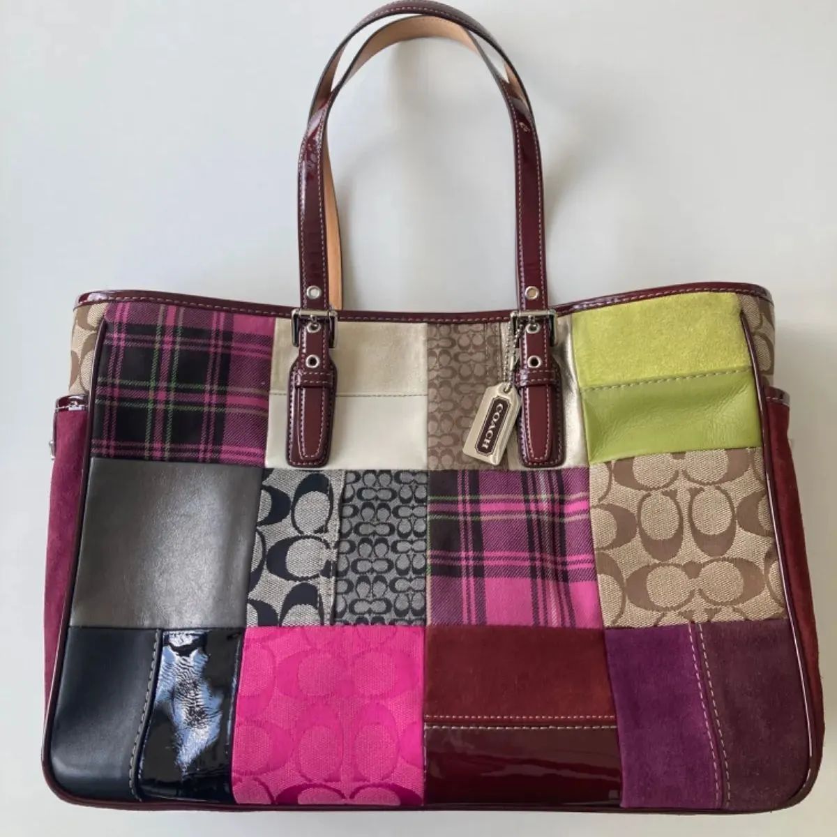 美品COACH(コーチ) パッチワーク柄 トートバッグ ポーチ☆2点セット