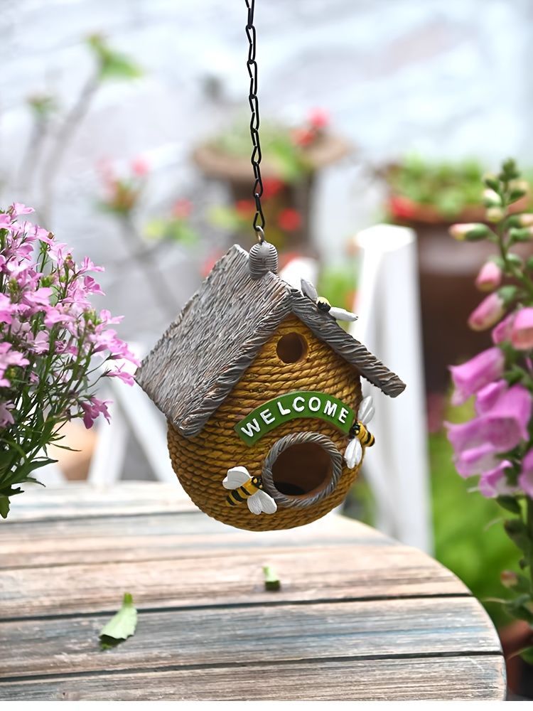 巣箱 鳥の巣 鳥の巣箱 バードハウス バードルーム 鳥用品 鳥かご 巣箱 庭園 自然 装飾 ぶら下げ 吊り下げ 休憩所 ミニハウス ウェルカムデザイン オシャレ 庭 ガーデニング 樹脂