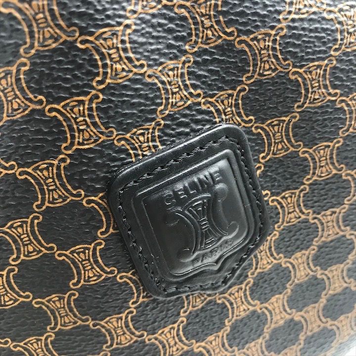 超美品 CELINE セリーヌ ブラックマカダム トリオンフ PVC レザー 