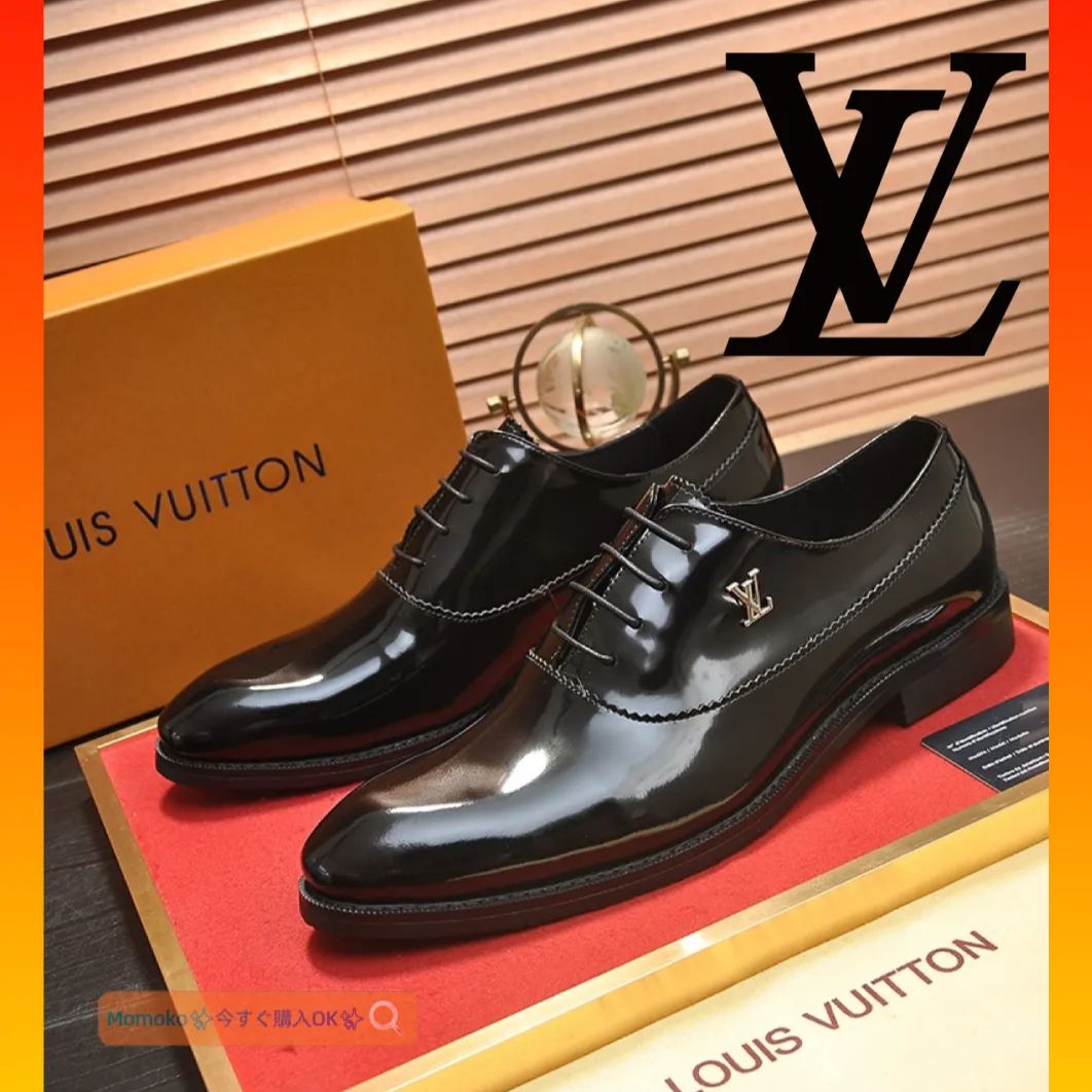 💖新品未使用👞ルイヴィトンLOUIS VUITTON 牛革ファッションLVロゴ快適ビジネスシューズ/ブラック - メルカリ