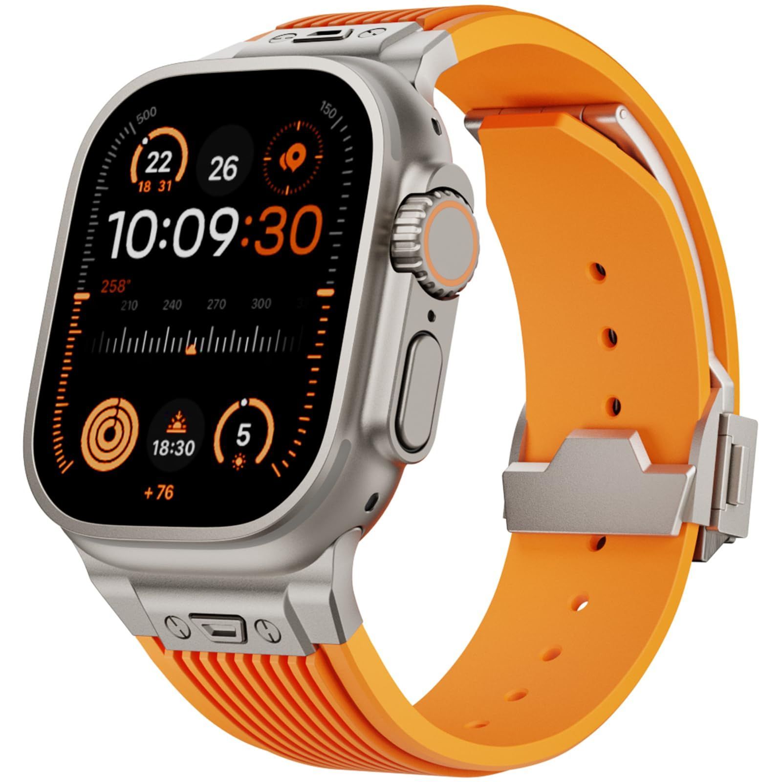 【特価商品】BinGeLi コンパチブル Apple Watch バンド 49mm 45mm 44mm 42mm アップルウォッチ スポーツ バンド シリコーン 交換用 高級ベルト 新型折りたたみ式バックル付き 耐衝撃 防水 防汗メンズ Wat