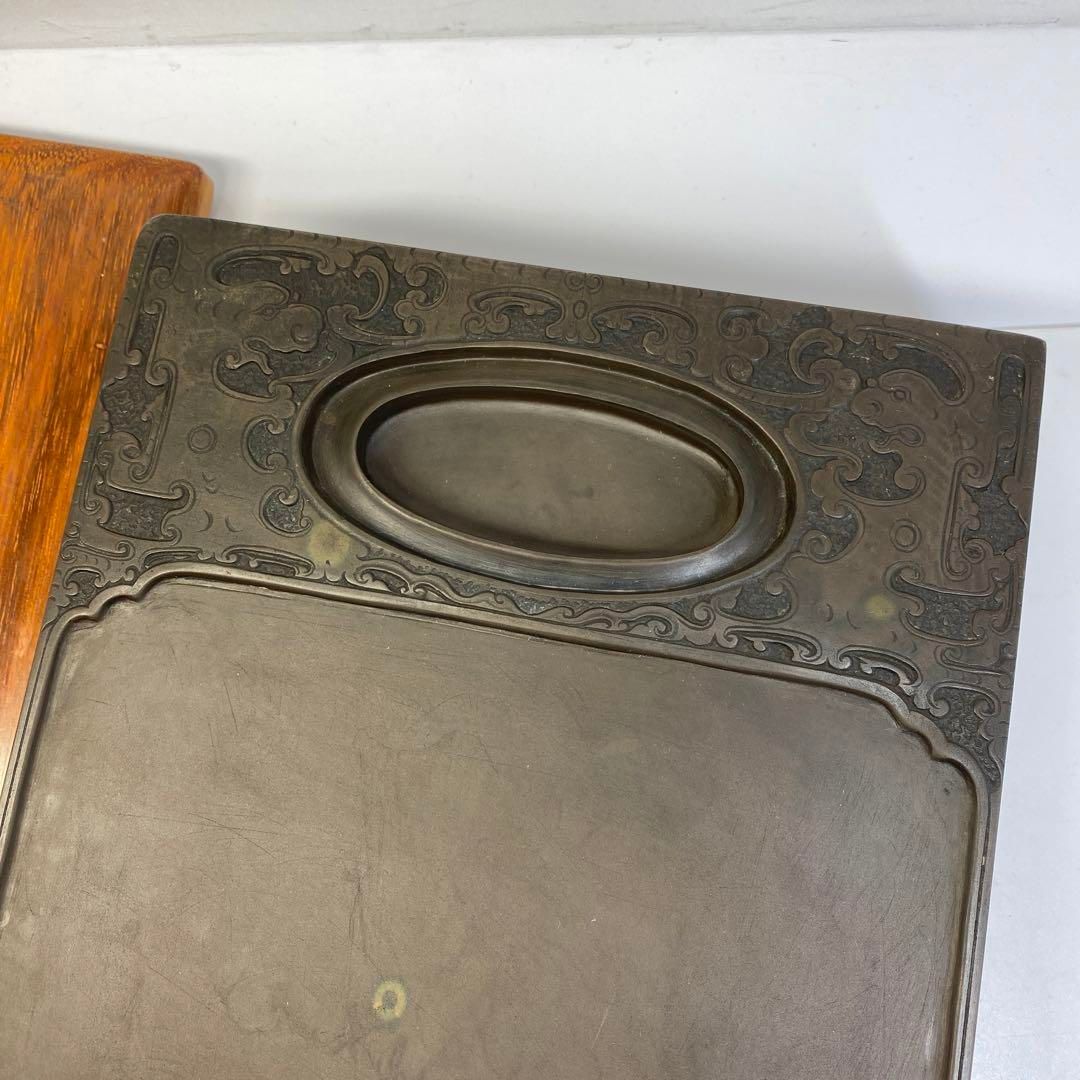 時代 端渓 水巌 龍紋大硯石 トニヒ 東さ6-0812 2F