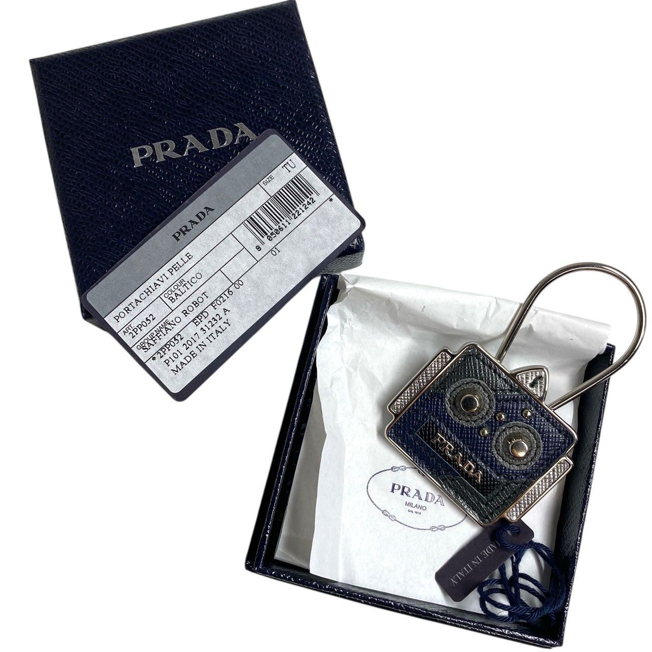 3101 PRADA プラダ サフィアーノ レザー ロボット キーリング キーホルダー WWW_NOITHATQUANGTHANH_NET