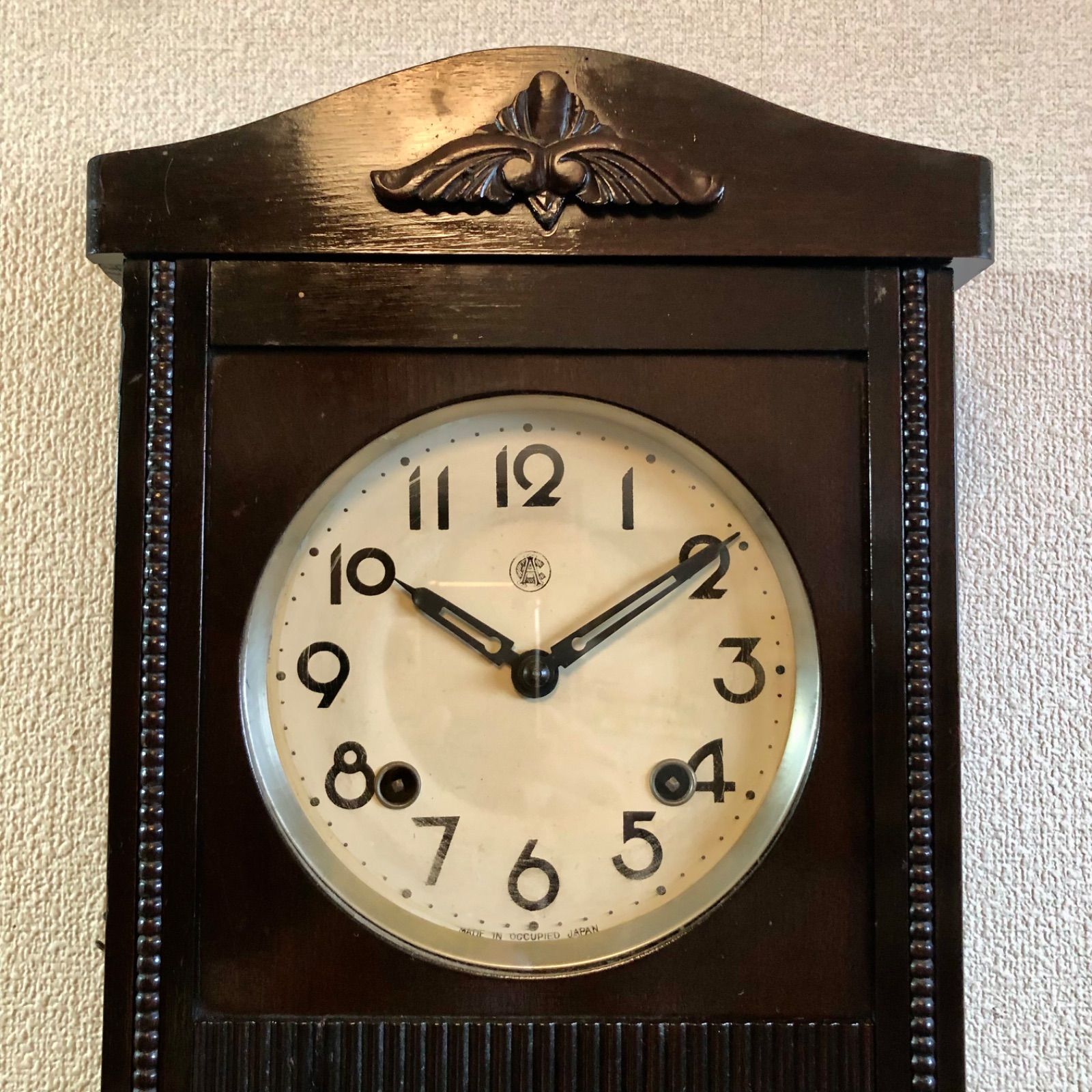 昭和レトロ 愛知時計製OJ宮型モダン振り子窓掛時計オーバーホール済