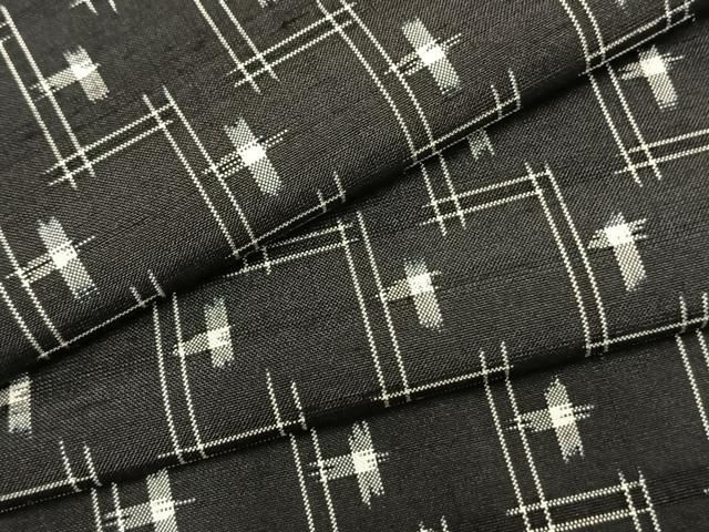 平和屋-こころ店■本しぼ真綿紬　単衣　寿峰工房　十字絣　証紙付　正絹　逸品　未使用　AAAH5728Ack