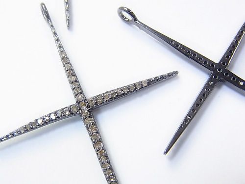 ダイヤモンドクロス チャーム56×35×2mm Silver925（BKロジウム - 陰陽