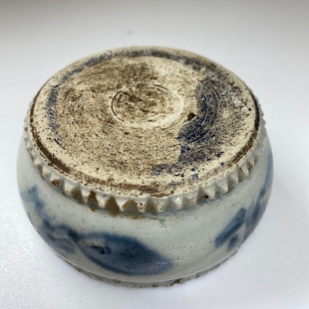 李朝　染付　水孟　直径7.4㎝　高さ3.2㎝　タルカ　東な6-1228☆2F 李朝 染付 水孟 直径7.4㎝ 高さ3.2㎝ タルカ 東な6-1228☆2F