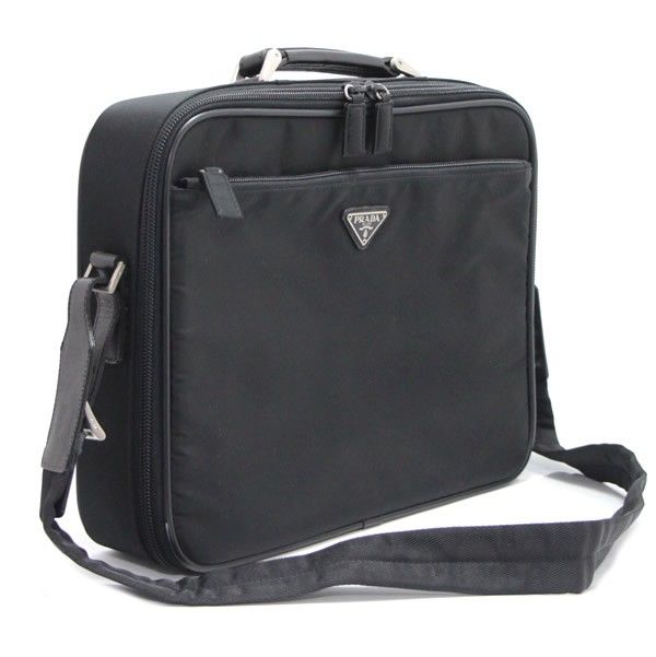 PRADA】2wayバッグ ビジネスバッグ 三角ロゴプレート ナイロン 黒色