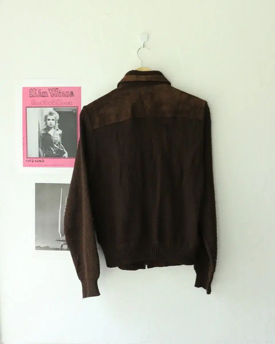 80s スエード ニット セーター ジップアップ ジャケット