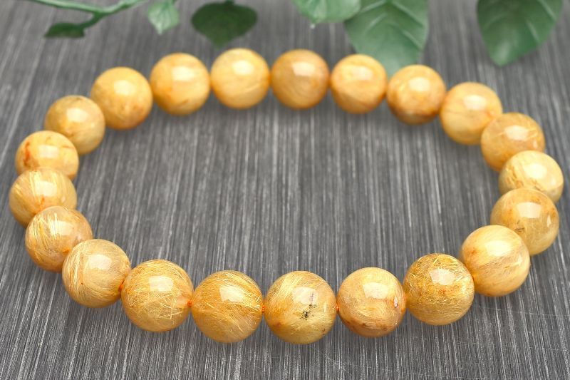 定番 １点物 濃密内包 ゴールドルチルクォーツ 9.5mm ブレスレット パワーストーン 天然石 _U7457 配送商品は通常配送無料。