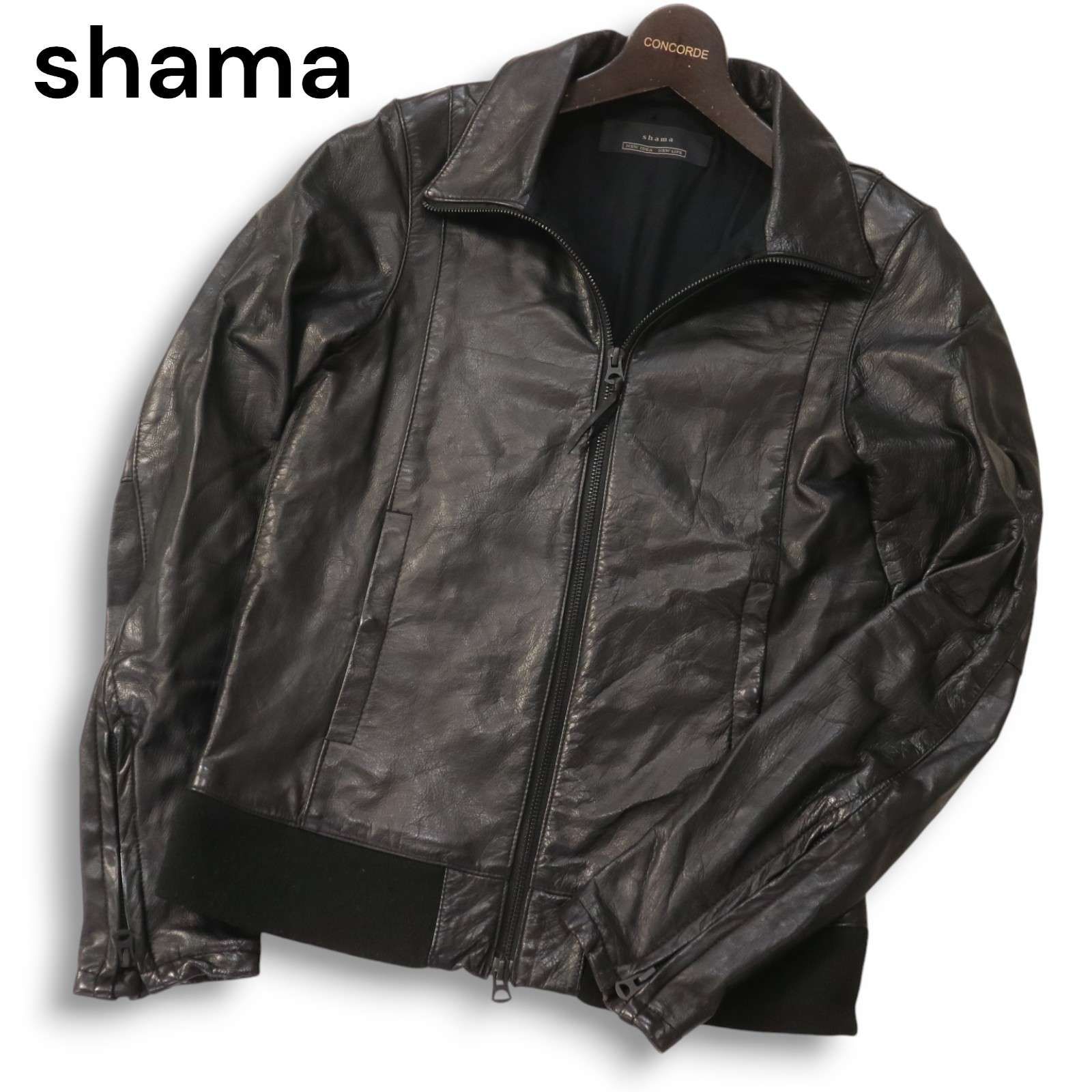 shama シャマ 牛革☆ カウ レザー シングル ライダース ジャケット 