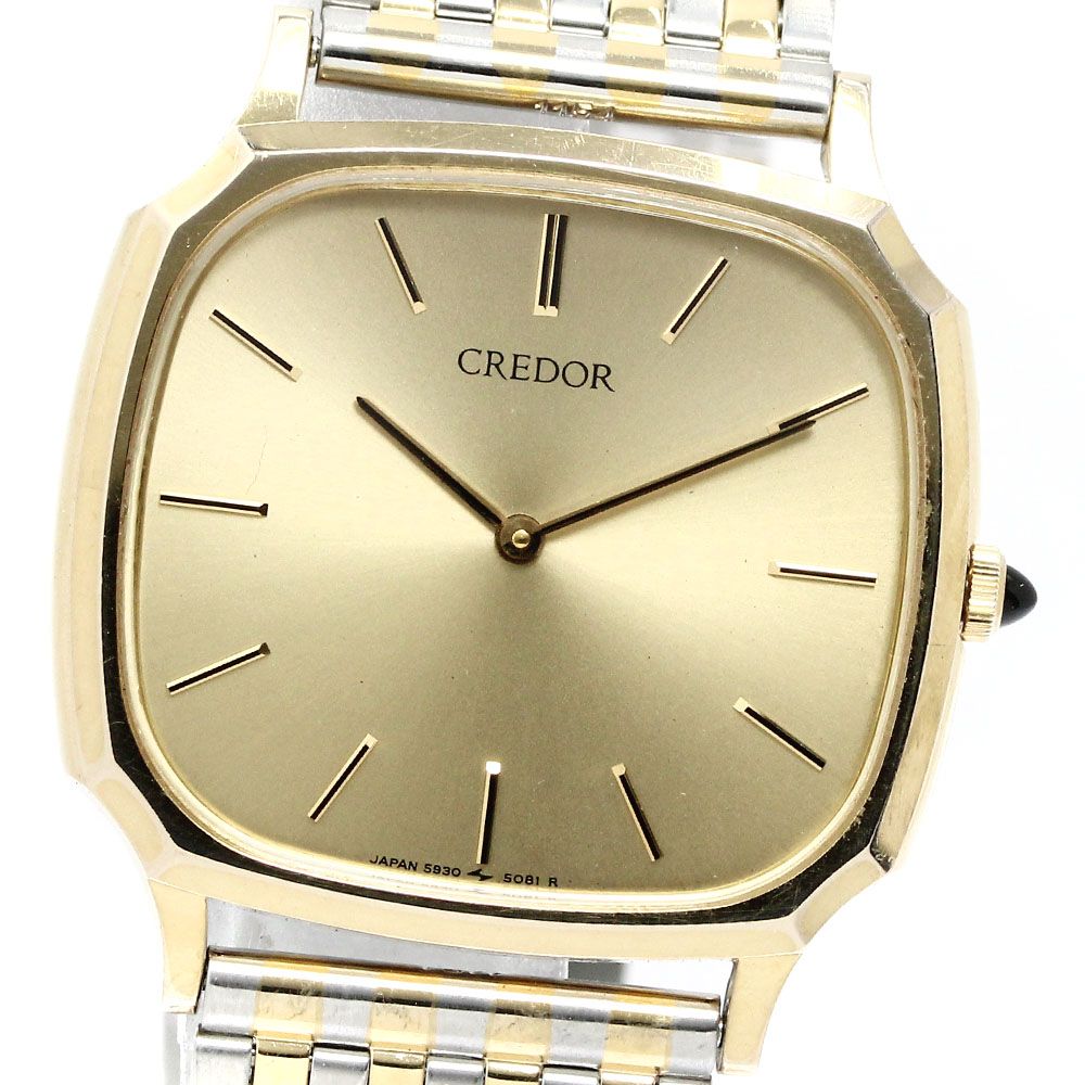 セイコー SEIKO 5930-5081 クレドール スクエア K18YGベゼル クォーツ