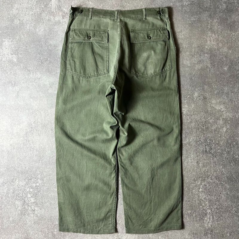 雰囲気系 60s US ARMY 米軍実物 コットン サテン ベイカー パンツ L