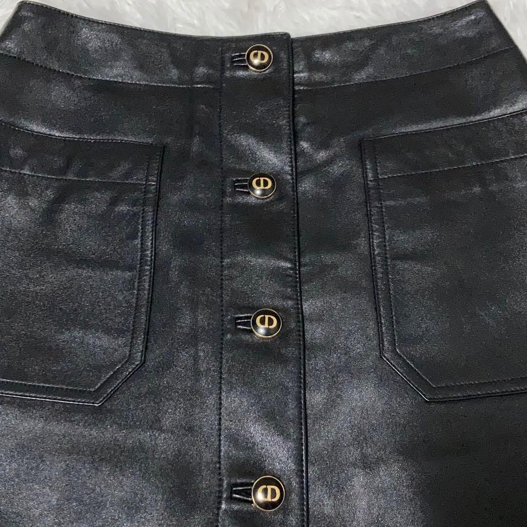 極美品】DIOR ディオール レザースカート CDボタン 黒 36