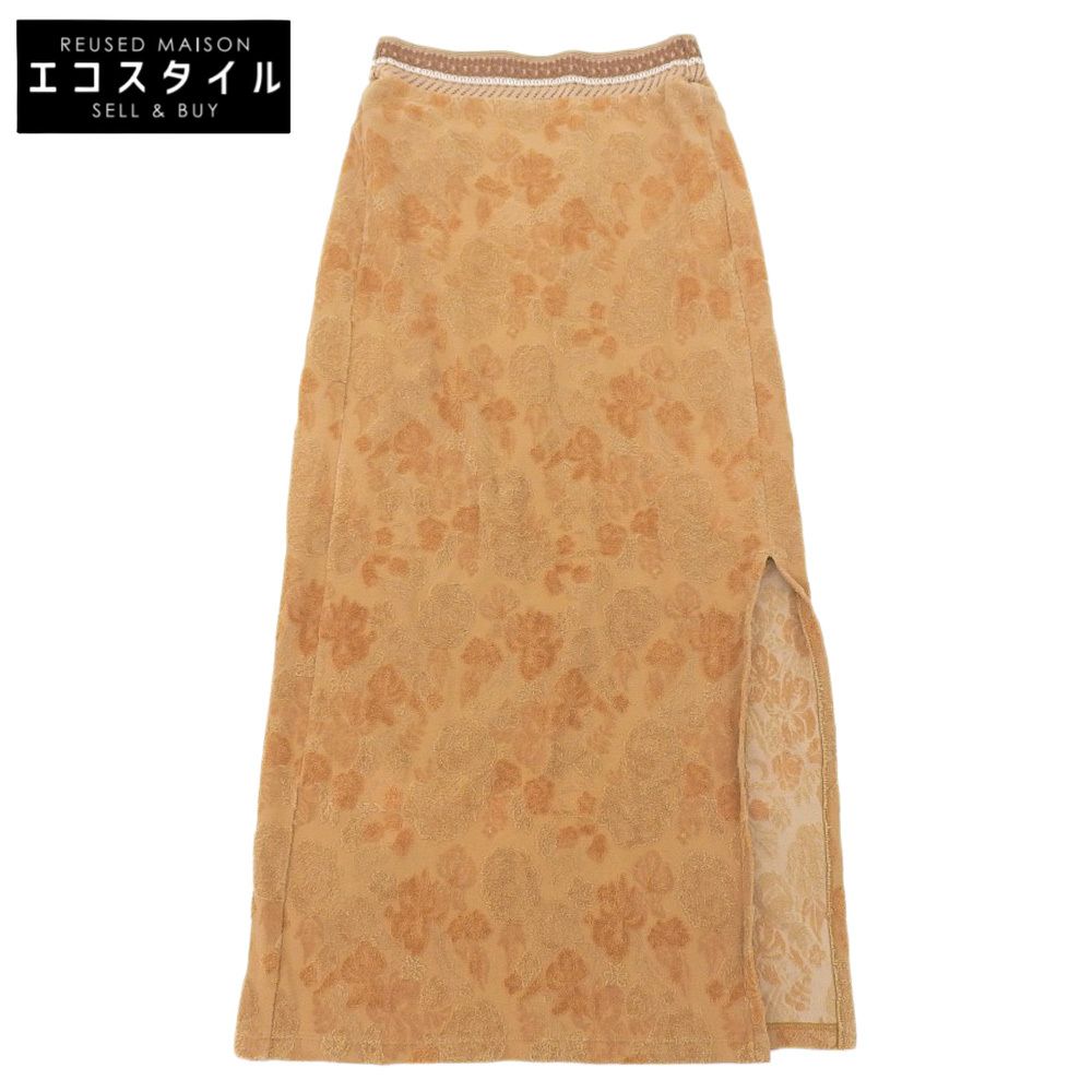 Mame Kurogouchi マメクロゴウチ Flowered Velour Jacquard Skirt フラワー ベロア ジャガード スカート ブラウン 1 22SS MM22SS-JS007 1