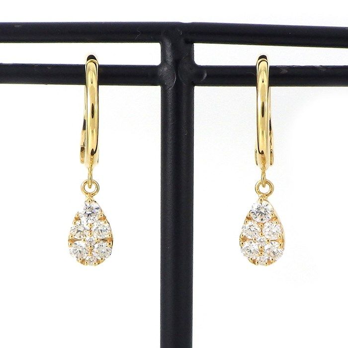 【ダイヤモンド】 イヤリング スウィング ドロップ ダイヤモンド 計 0.14ct / 計 0.14ct K18YG 【中古】