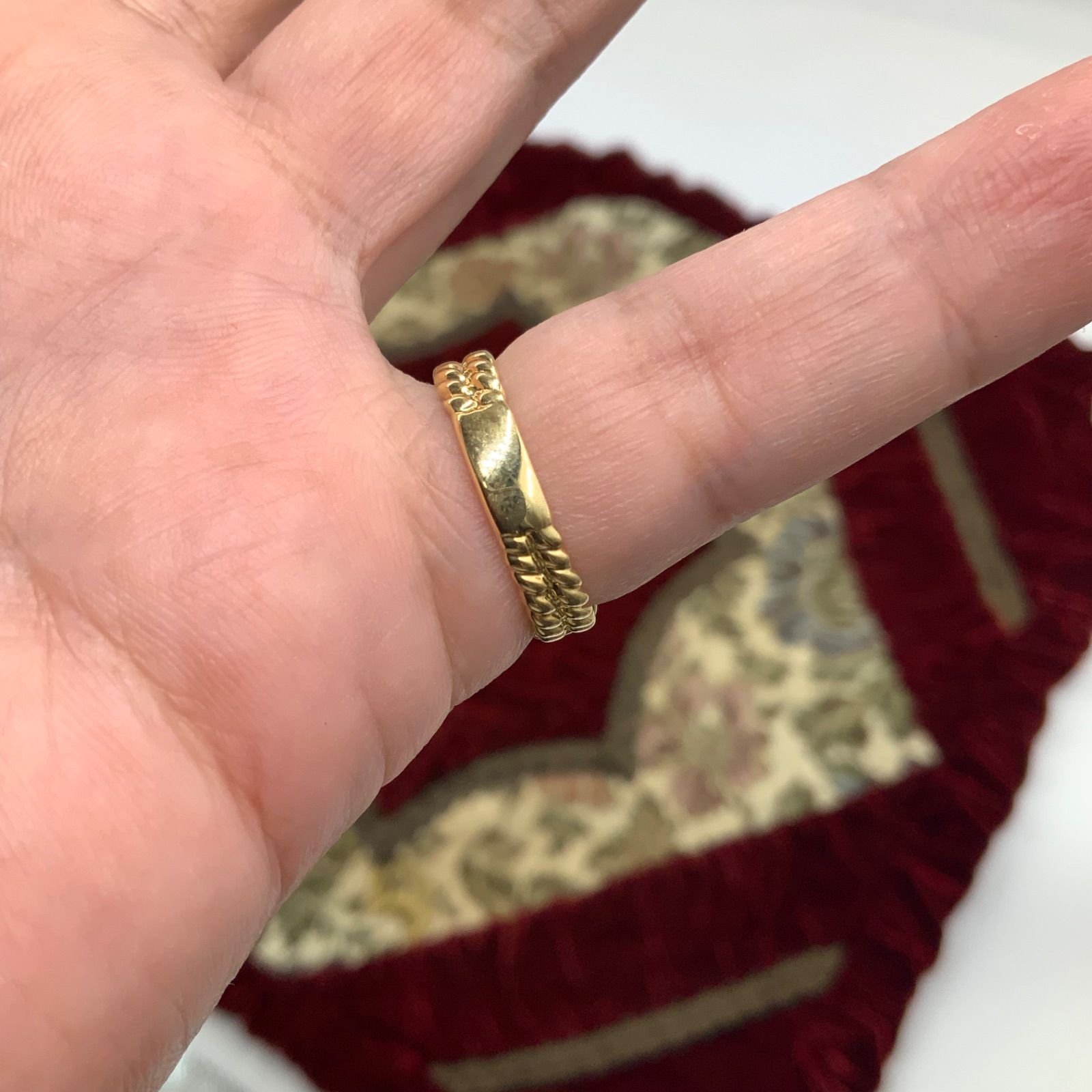 k18 18金 ルビー　イエローゴールド　リング　２連チェーンリング K18 2連 チェーンリング k18 2連 ルビー チェーンリング チェーン