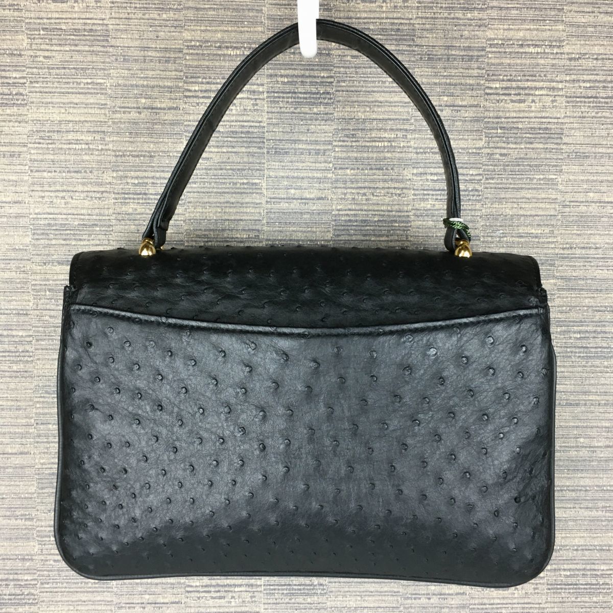 JRA　証書付き　オーストリッチレザー/本革　ハンドバッグ〈黒/BLACK/ブラック〉bag〕菅NO.YB16-15 JRA 証書付き オーストリッチレザー/本革 ハンドバッグ〈黒/BLACK〉bag