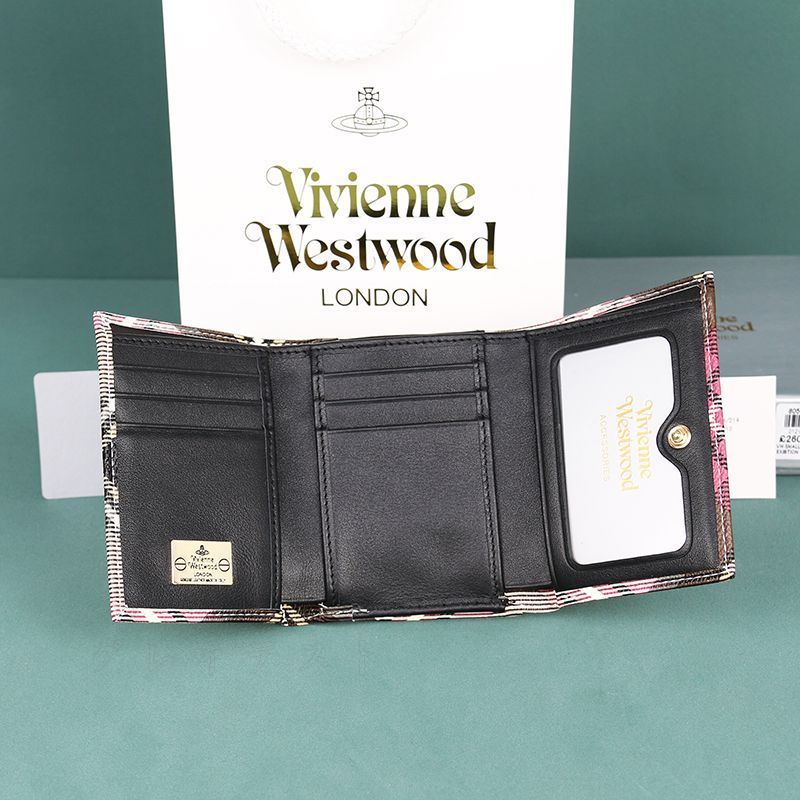 新品 Vivienne Westwood 三つ折り財布 チェック柄 ヴィヴィアン