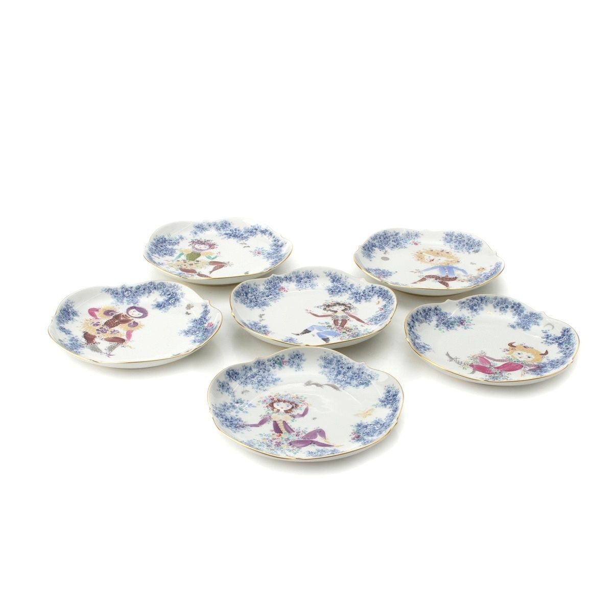 MEISSEN - マイセン ミッドサマーナイトドリーム 真夏の夜の夢 ケーキプレート 皿 陶器 6枚セット 食器 680691/23501 ホワイト マルチカラー【中古】 マイセン ミッドサマーナイトドリーム 真夏の夜の夢 ケーキ