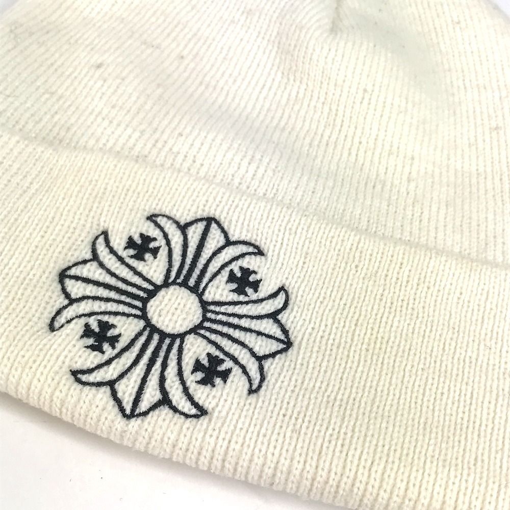 CHROME HEARTS クロムハーツ ニット帽 ロゴ アクリル ホワイト