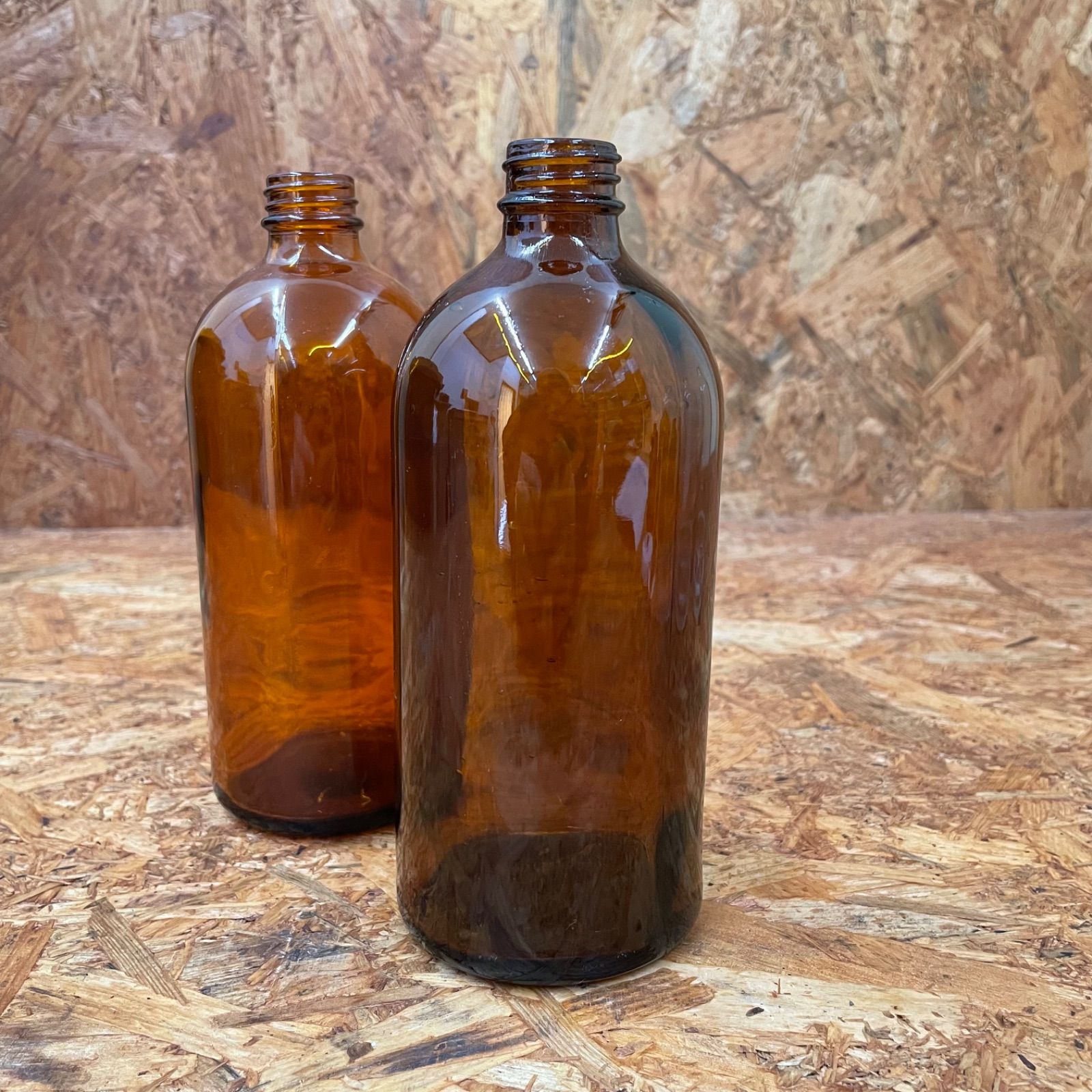 2本セット アンティーク 薬瓶 茶 くすりビン 茶瓶 ヴィンテージ レトロ