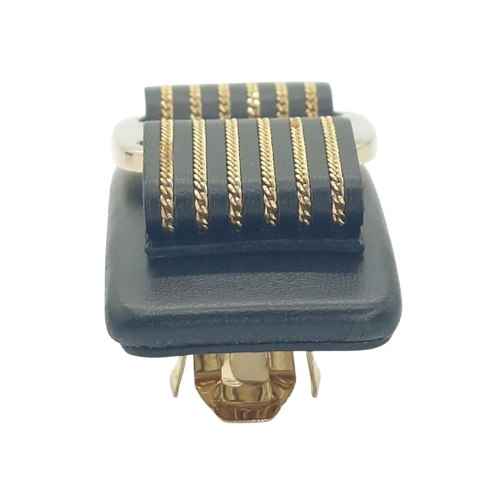 Salvatore Ferragamo フェラガモ バレッタ ヴァラリボン ブラック コールド レザー メタル DECORATOM_COM_BR