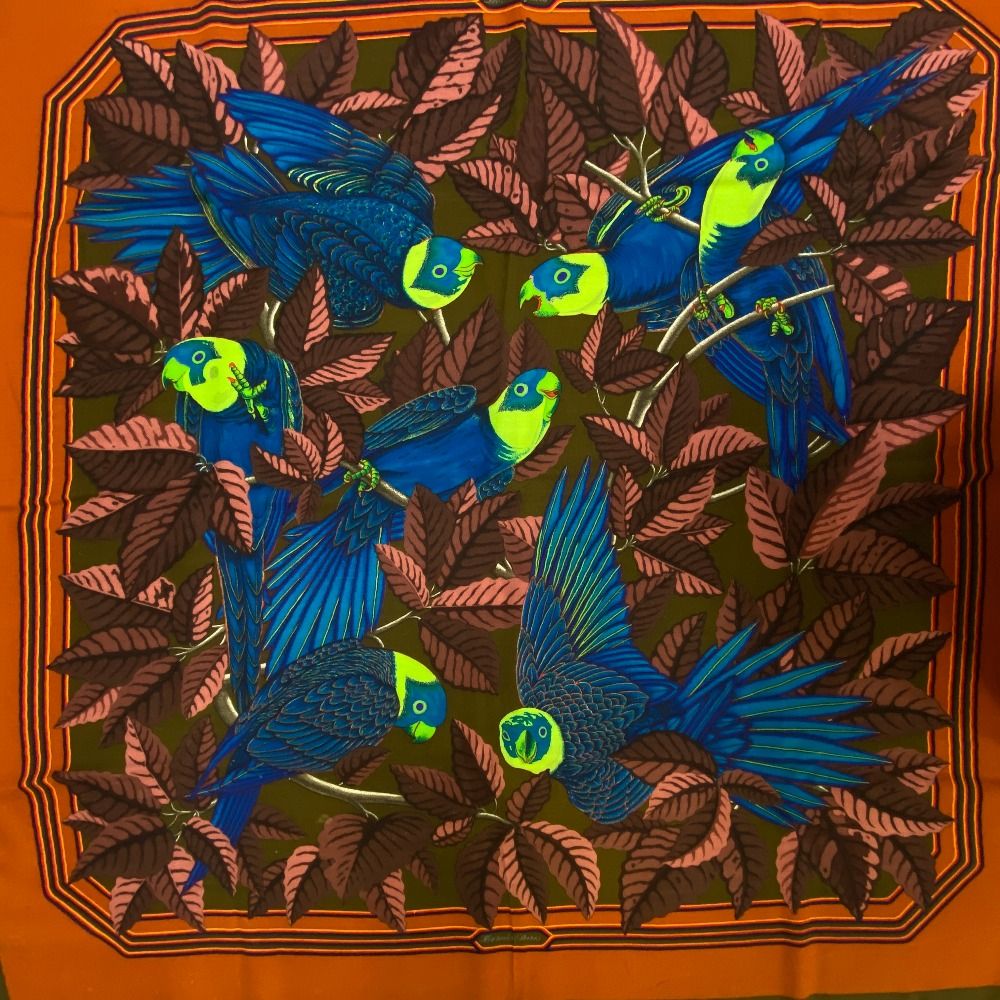 エルメス カレ90 Les Perroquets detailスカーフバンダナ Hermès