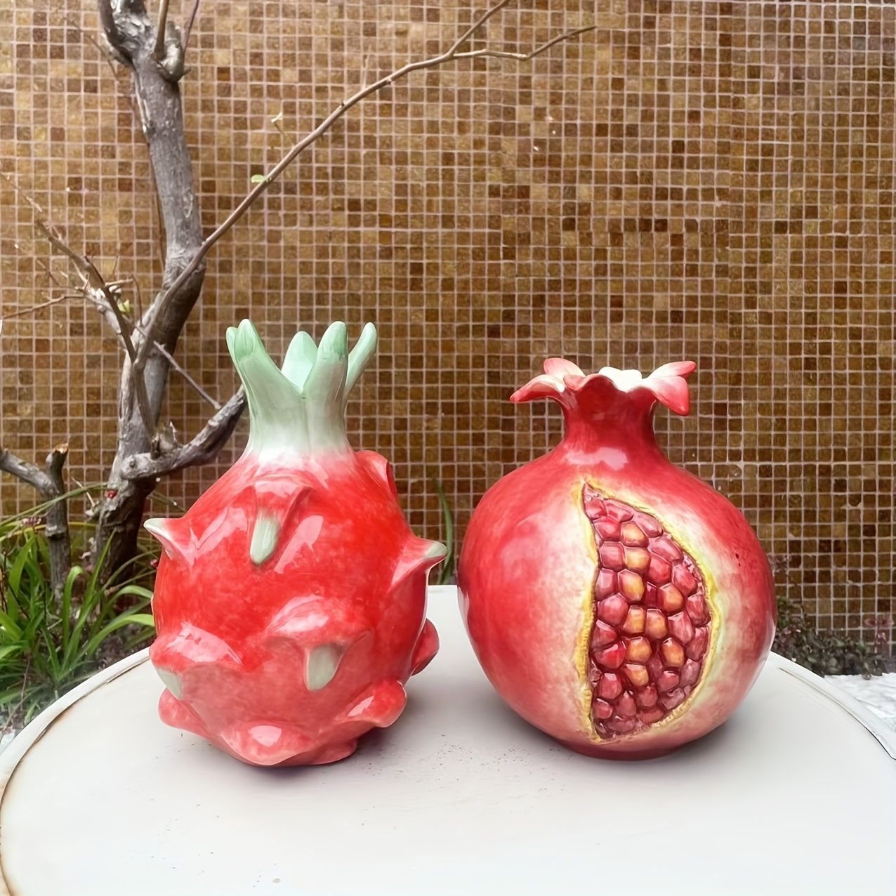 花瓶 花びん セラミック おしゃれ ドラゴンフルーツ ザクロ 2種類 一輪挿し インテリア雑貨 花器 生け花 装飾 玄関 リビング ダイニング ギフト プレゼント