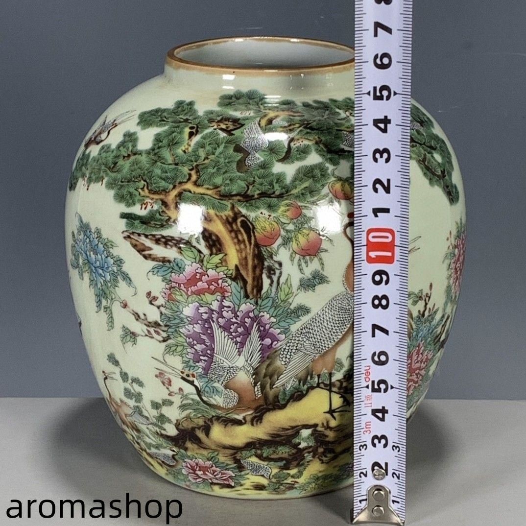 大清光緒年パステル蝶紋盤 景徳鎮 陶磁器 装飾品 工芸品 美術品 置物 清代光緒粉彩花鳥仙鶴陶磁器缶 景徳鎮 陶磁器 装飾品 現代工芸品