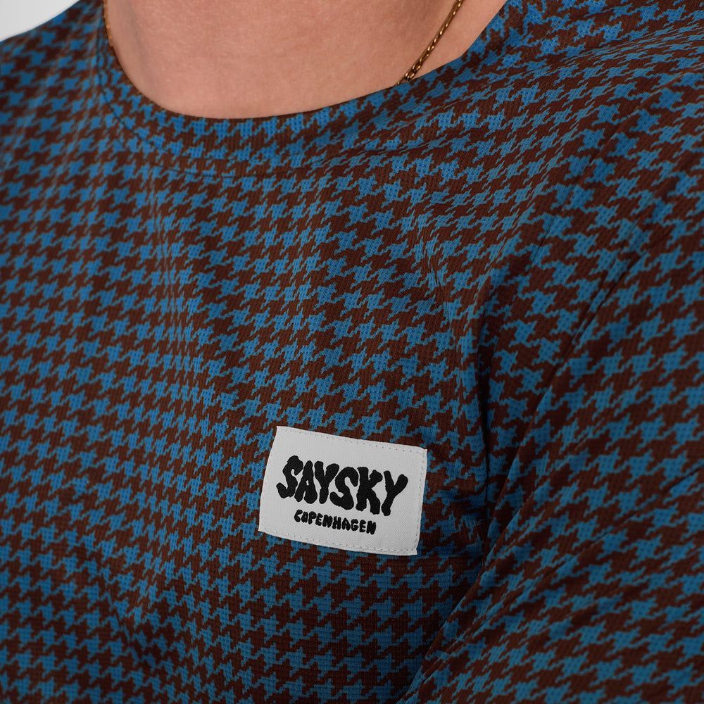 SAYSKY ランニング Tシャツ OMRSS31c1047 Houndstooth Combat T-shirt - Blue Aop メンズ