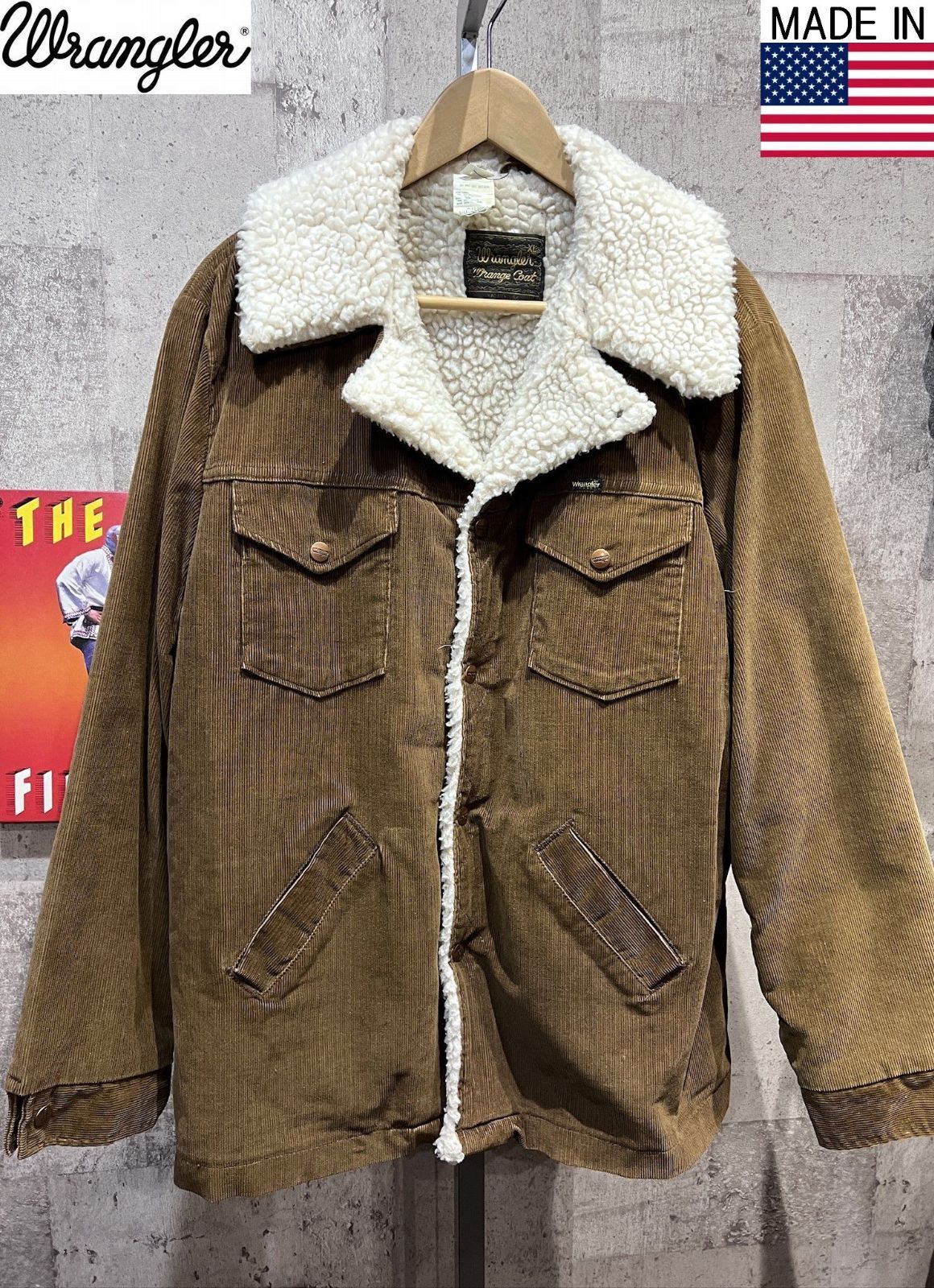 70'S USA製 ラングラー 裏ボア コーデュロイ ランチコート XL WRANGLER