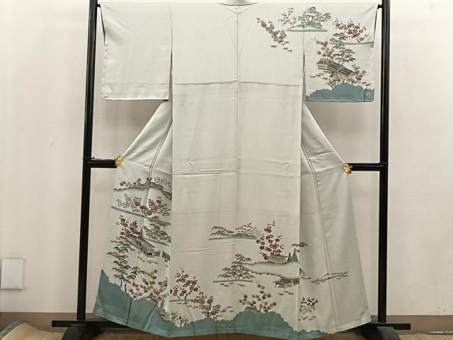 平和屋着物▽訪問着 単衣 友禅 作家物 流水 松竹梅 暈し染め