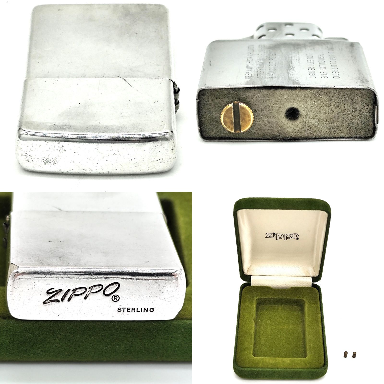 ZIPPO ジッポー オイルライター スターリングシルバー SV925 MADE IN USA 着火確認済 ケース 発火石予備 付き