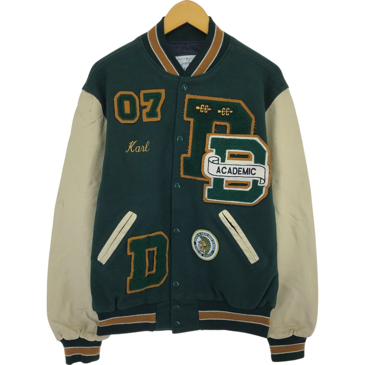 【人気】Holloway SPARTANS ビックロゴ　刺繍　グリーン　人気　M HOLLOWAY ホロウェイ 80〜90年代 胸ロゴアップリケ付き 背中EAGLEワン