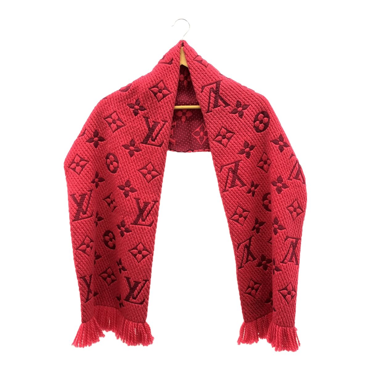 LOUIS VUITTON ルイヴィトン エシャルプ ロゴマニア マフラー M78769 フューシャ ピンク ウール94％ イタリア製