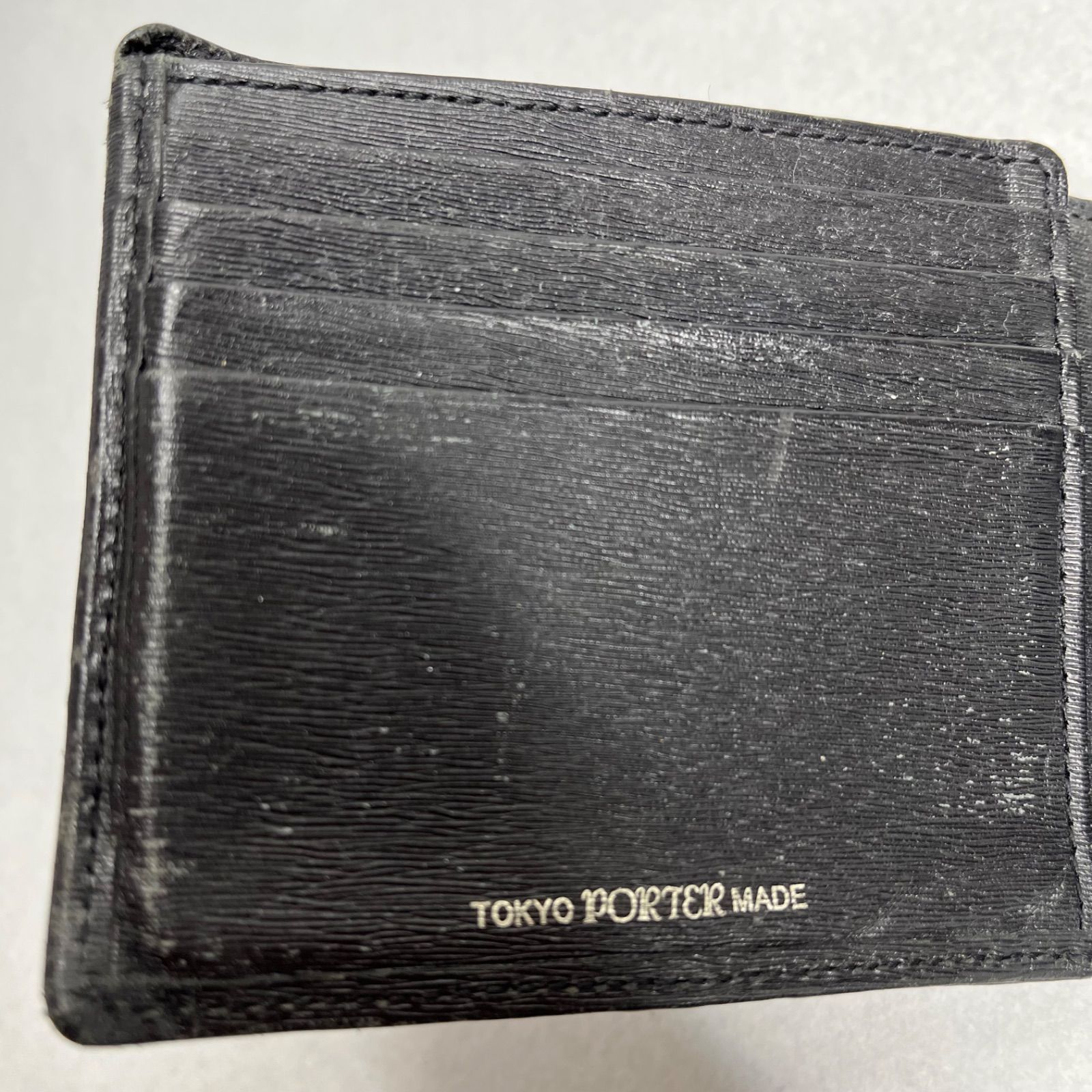 PORTER ポーター 二つ折り財布 黒 レザー - メルカリ