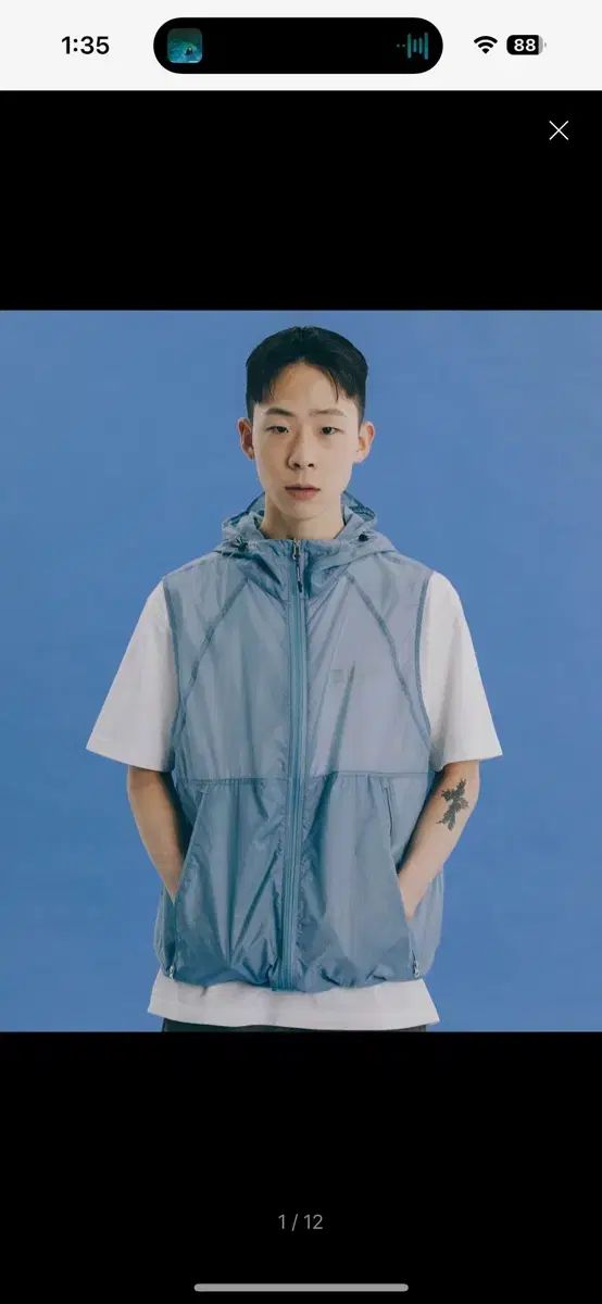 【雷市場（ポンジャン）商品韓国直送】 WIND HOODIE VEST BLUE