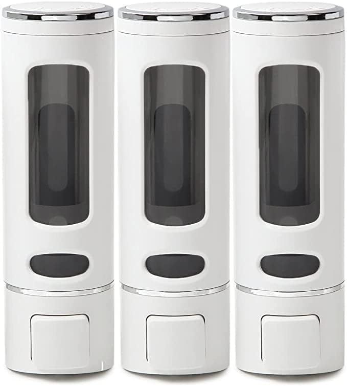 【累計10万本出荷】PREMM シャンプーディスペンサー マグネット シャンプーボトル 壁掛け (ホワイト， トリプル 380ml x 3)