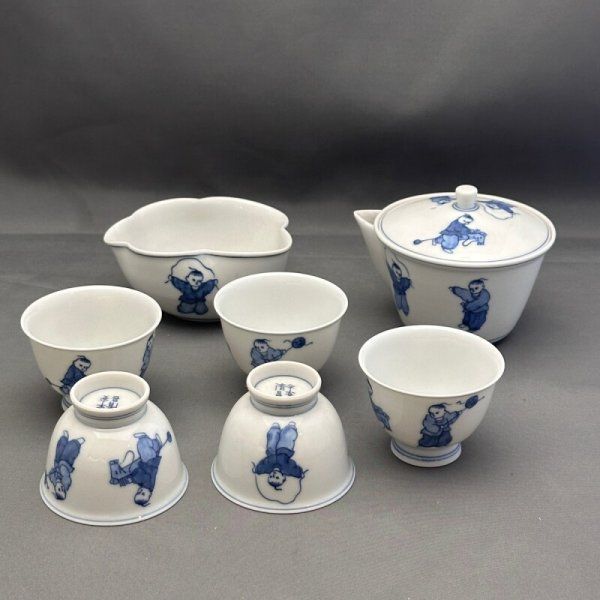 平安清昌作京焼 清水焼 茶器揃 唐子
